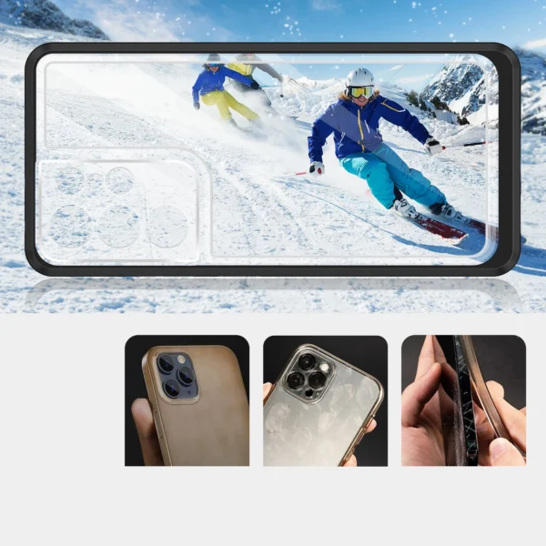 Clear 3in1 case for Samsung Galaxy S23 Ultra silicone cover with frame blackeng