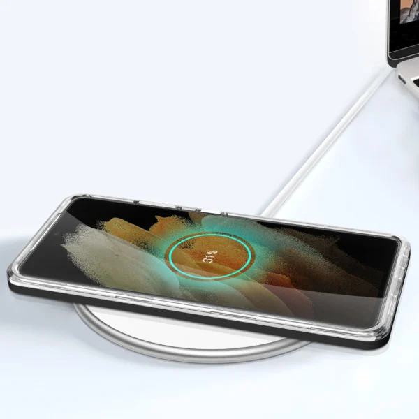 Clear 3in1 case for Samsung Galaxy S23 Ultra silicone cover with frame blackeng
