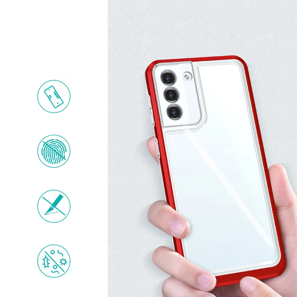 Clear 3in1 case for Samsung Galaxy S23+ silicone cover with frame redeng