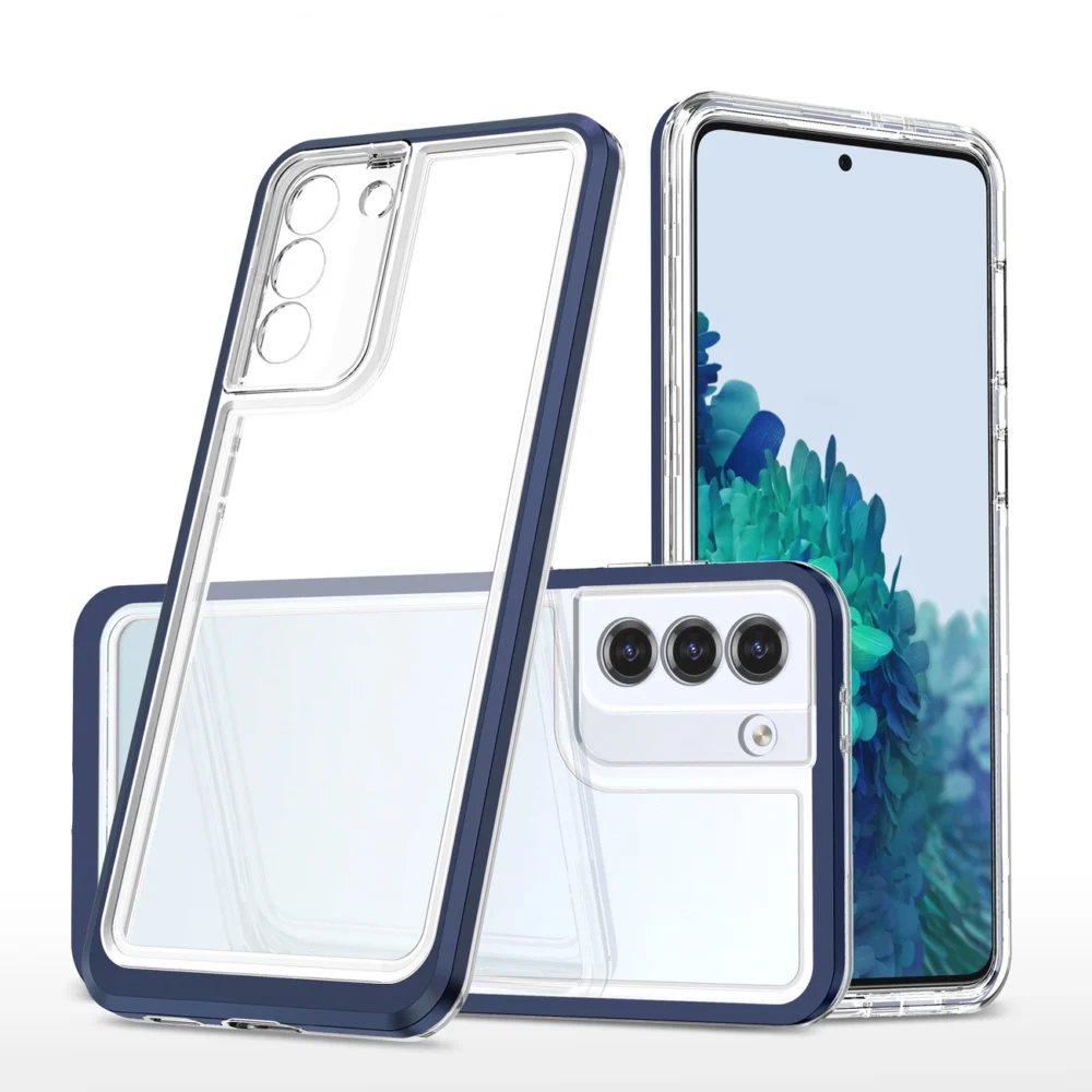 Clear 3in1 case for Samsung Galaxy S23+ silicone cover with frame blueeng