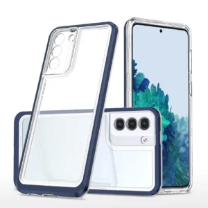 Clear 3in1 case for Samsung Galaxy S23+ silicone cover with frame blueeng