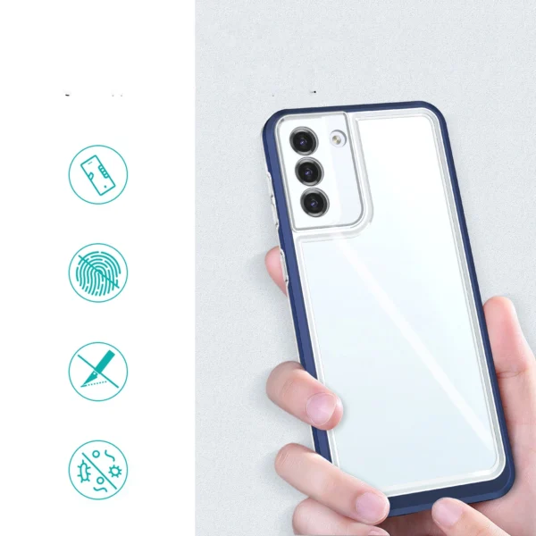 Clear 3in1 case for Samsung Galaxy S23+ silicone cover with frame blueeng