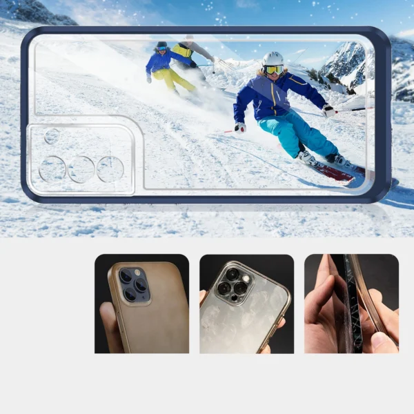Clear 3in1 case for Samsung Galaxy S23+ silicone cover with frame blueeng