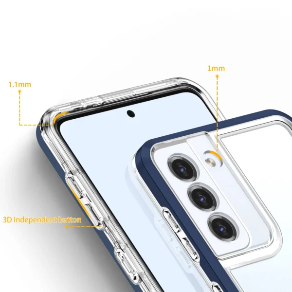 Clear 3in1 case for Samsung Galaxy S23+ silicone cover with frame blueeng