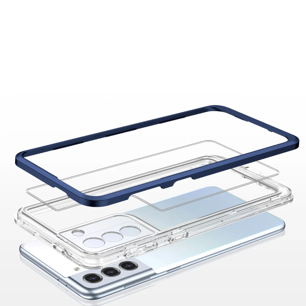 Clear 3in1 case for Samsung Galaxy S23+ silicone cover with frame blueeng