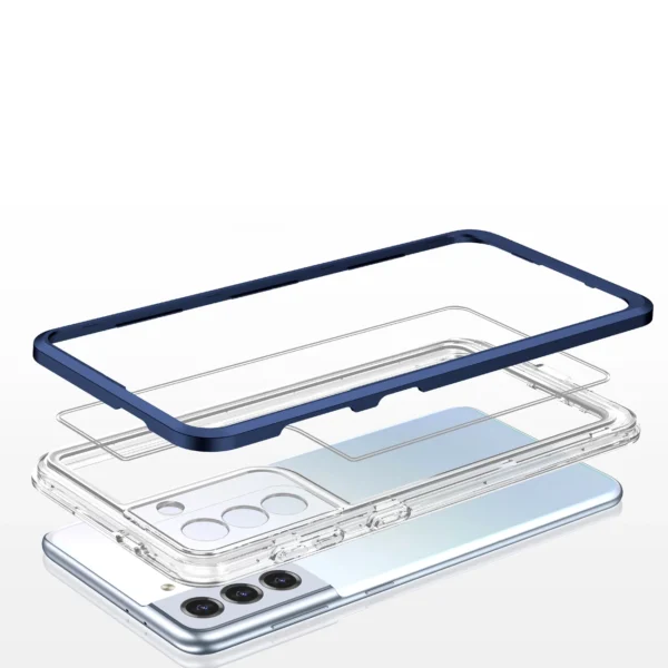 Clear 3in1 case for Samsung Galaxy S23+ silicone cover with frame blueeng