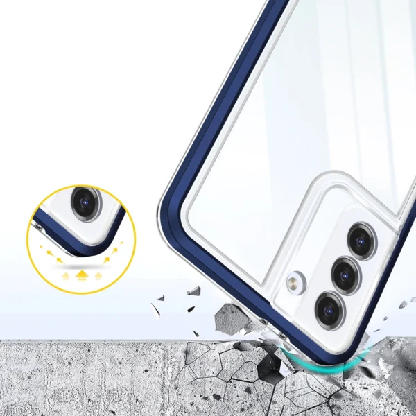 Clear 3in1 case for Samsung Galaxy S23+ silicone cover with frame blueeng