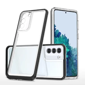 Clear 3in1 case for Samsung Galaxy S23+ silicone cover with frame blackeng