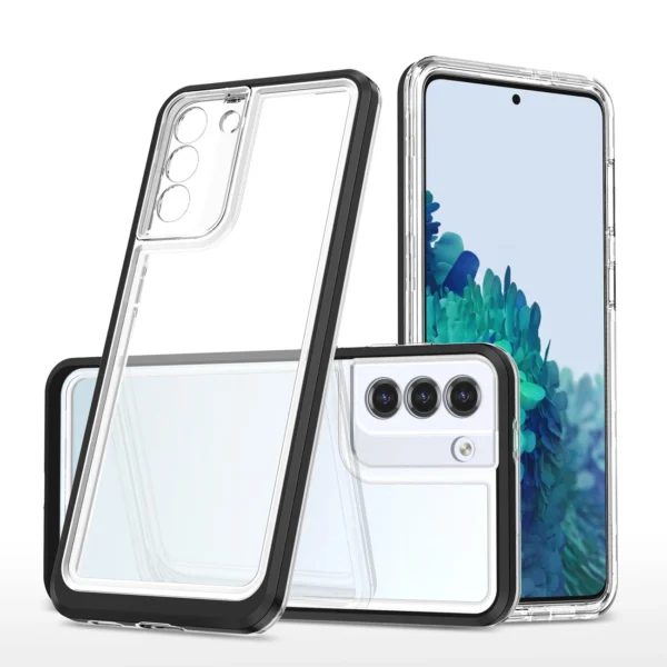 Clear 3in1 case for Samsung Galaxy S23+ silicone cover with frame blackeng