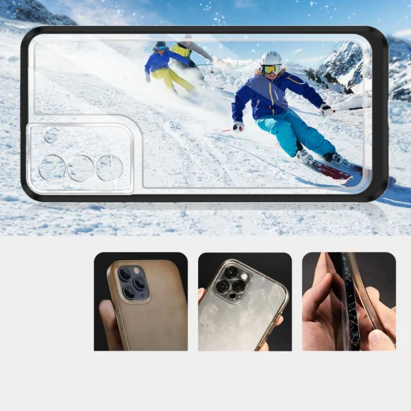 Clear 3in1 case for Samsung Galaxy S23+ silicone cover with frame blackeng
