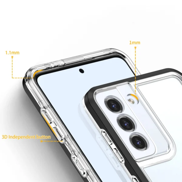 Clear 3in1 case for Samsung Galaxy S23+ silicone cover with frame blackeng