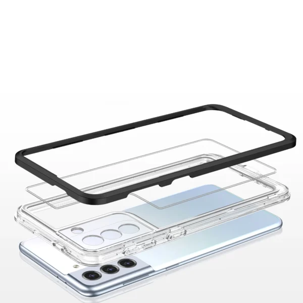 Clear 3in1 case for Samsung Galaxy S23+ silicone cover with frame blackeng