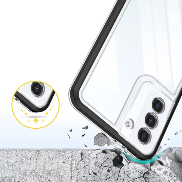 Clear 3in1 case for Samsung Galaxy S23+ silicone cover with frame blackeng