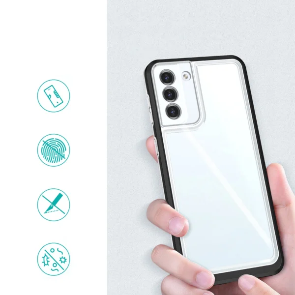 Clear 3in1 case for Samsung Galaxy S23+ silicone cover with frame blackeng