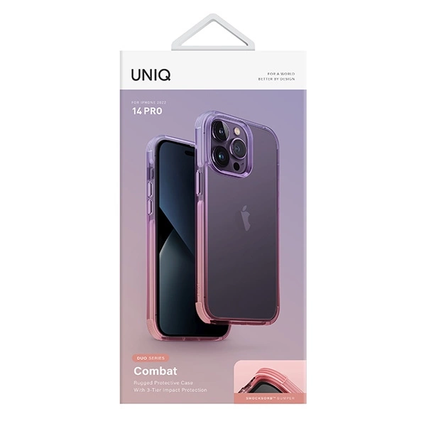 Uniq Combat Duo case for iPhone 14 Pro - lilac and pinkeng