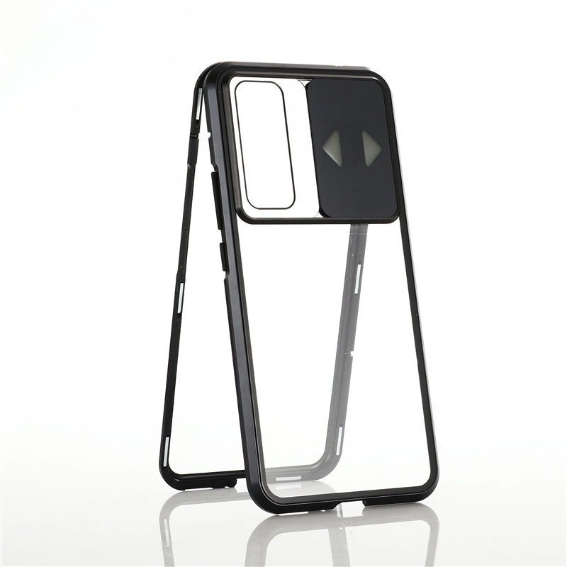 Wozinsky Magnetic Cam Slider Case Magnetic Case 360 ​​Full Cover Glass Screen Camera Protector for Huawei P40 Lite 5G Blackeng