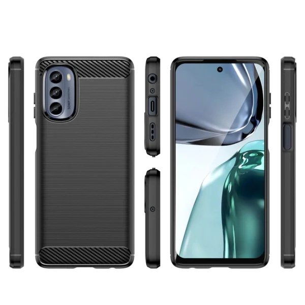 Carbon Case for Motorola Moto G62 5G flexible silicone carbon cover blackeng