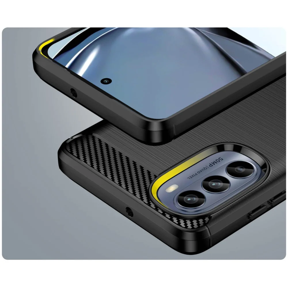 Carbon Case for Motorola Moto G62 5G flexible silicone carbon cover blackeng