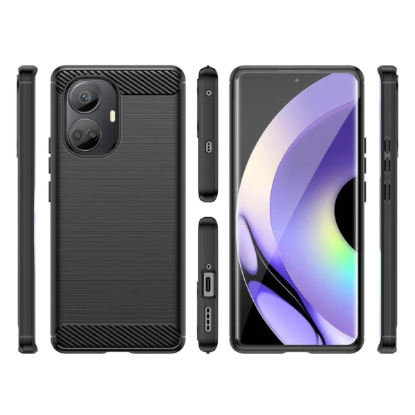 Carbon Case case for Realme 10 Pro+ flexible silicone carbon cover blackeng