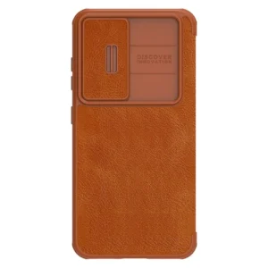 Nillkin Qin Leather Pro Case Case for Samsung Galaxy S23+ Cover with Flip Camera Protector Browneng
