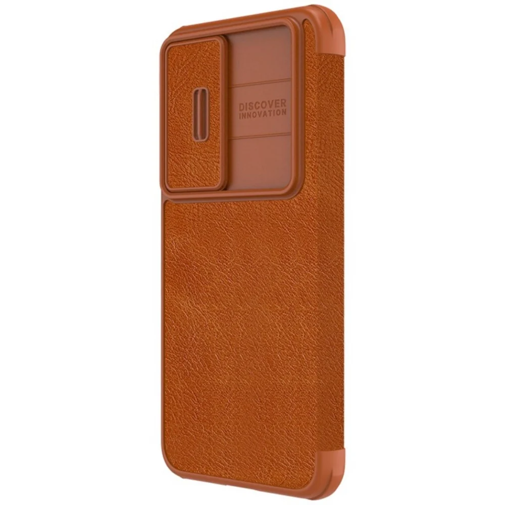 Nillkin Qin Leather Pro Case Case for Samsung Galaxy S23+ Cover with Flip Camera Protector Browneng