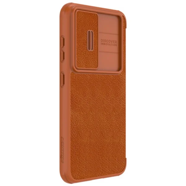 Nillkin Qin Leather Pro Case Case for Samsung Galaxy S23+ Cover with Flip Camera Protector Browneng