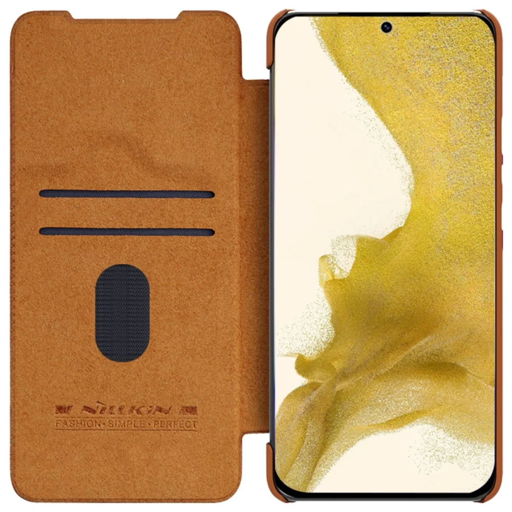 Nillkin Qin Leather Pro Case Case for Samsung Galaxy S23+ Cover with Flip Camera Protector Browneng
