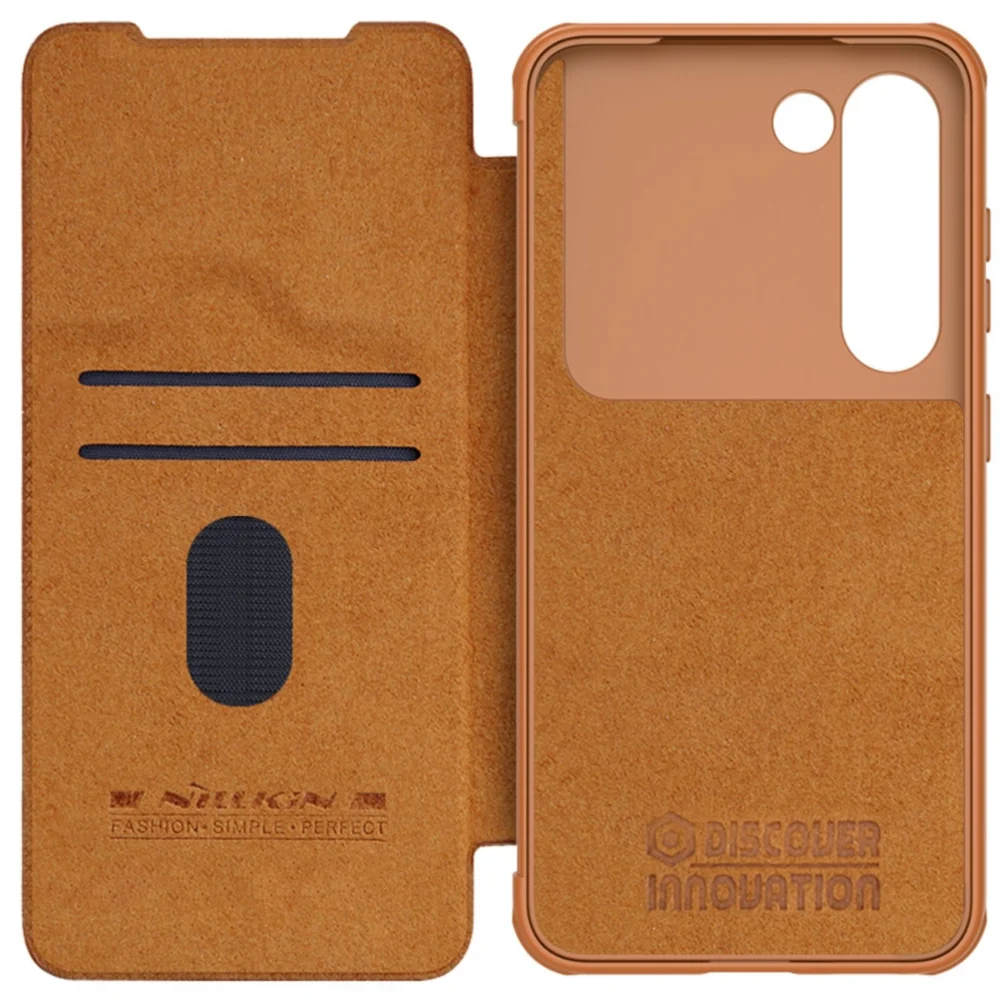 Nillkin Qin Leather Pro Case Case for Samsung Galaxy S23+ Cover with Flip Camera Protector Browneng