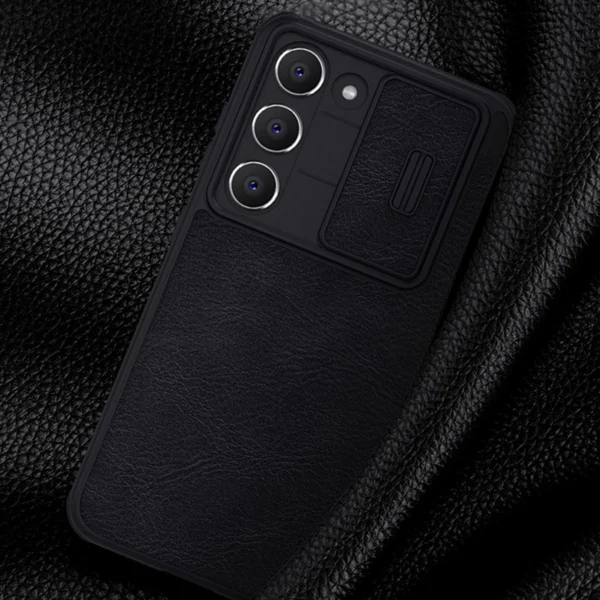 Nillkin Qin Leather Pro Case Case for Samsung Galaxy S23+ Cover with Flip Camera Protector Browneng