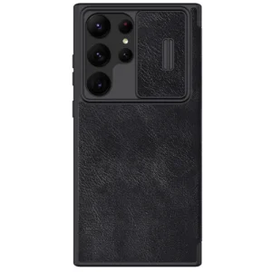 Nillkin Qin Leather Pro Case for Samsung Galaxy S23 Ultra Cover with Flip Camera Cover Blackeng