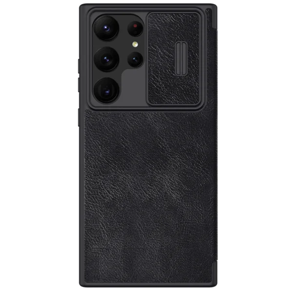 Nillkin Qin Leather Pro Case for Samsung Galaxy S23 Ultra Cover with Flip Camera Cover Blackeng