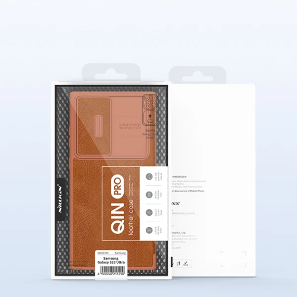Nillkin Qin Leather Pro Case for Samsung Galaxy S23 Ultra Cover with Flip Camera Cover Blackeng