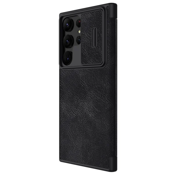 Nillkin Qin Leather Pro Case for Samsung Galaxy S23 Ultra Cover with Flip Camera Cover Blackeng
