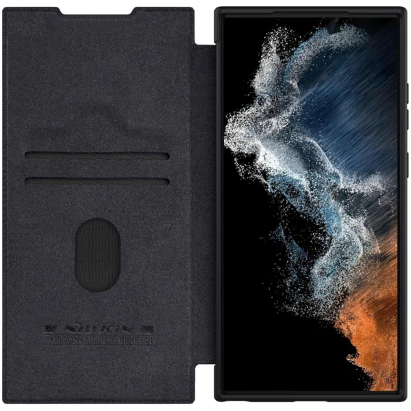 Nillkin Qin Leather Pro Case for Samsung Galaxy S23 Ultra Cover with Flip Camera Cover Blackeng