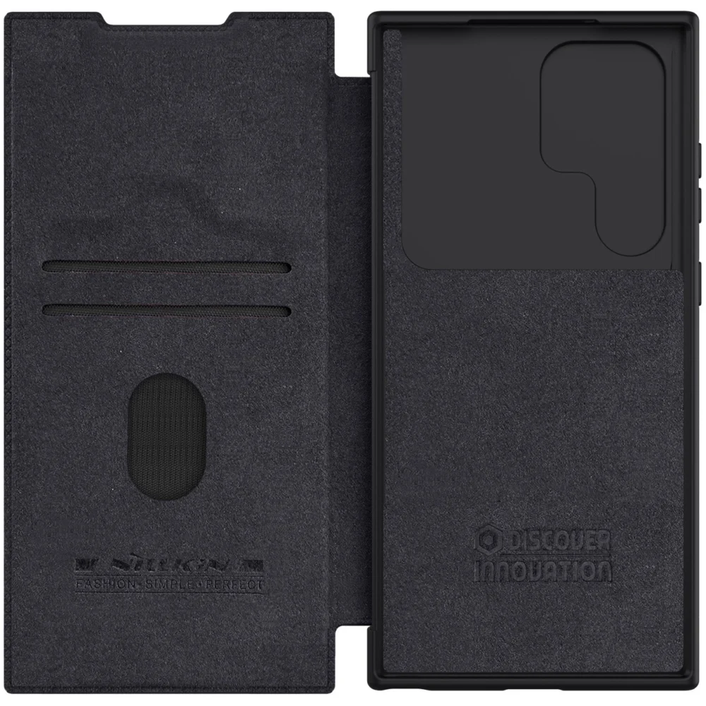Nillkin Qin Leather Pro Case for Samsung Galaxy S23 Ultra Cover with Flip Camera Cover Blackeng