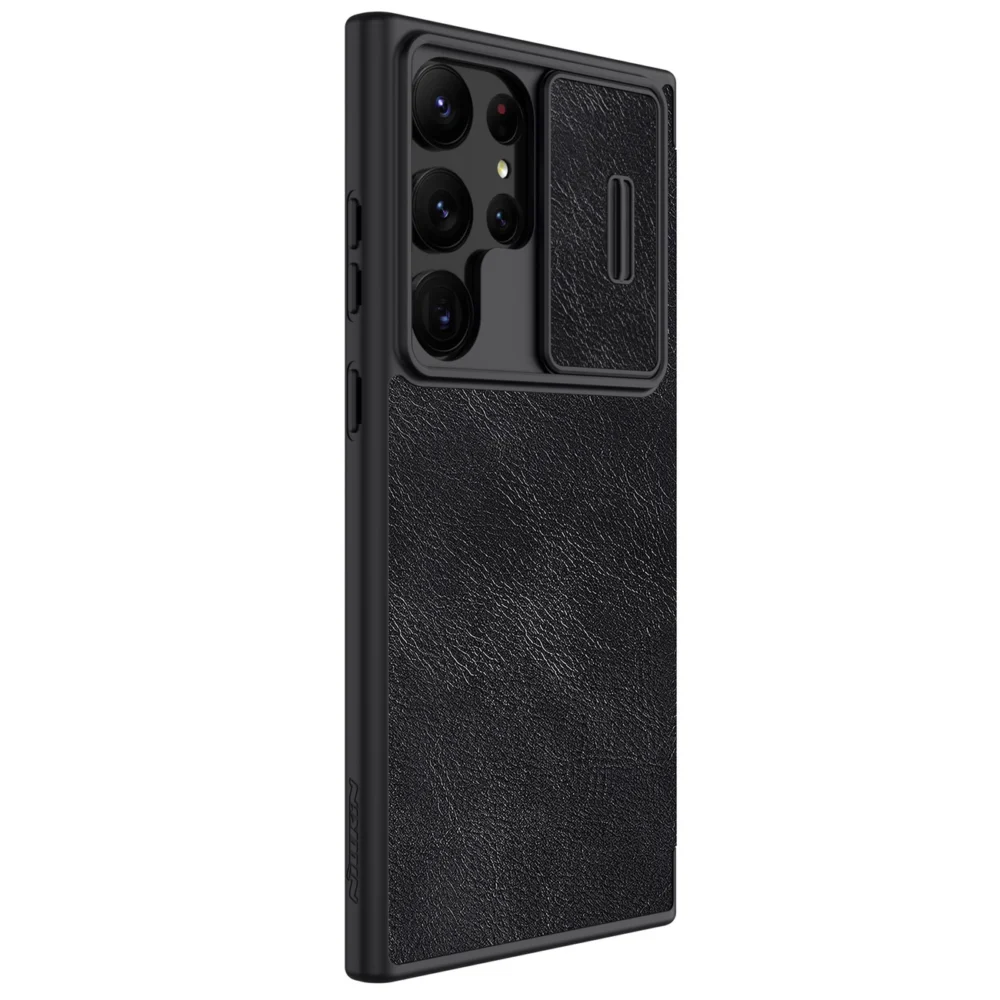 Nillkin Qin Leather Pro Case for Samsung Galaxy S23 Ultra Cover with Flip Camera Cover Blackeng
