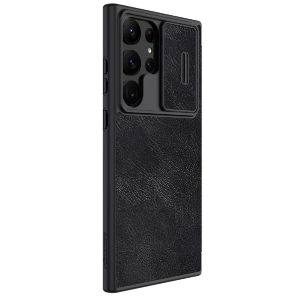 Nillkin Qin Leather Pro Case for Samsung Galaxy S23 Ultra Cover with Flip Camera Cover Blackeng