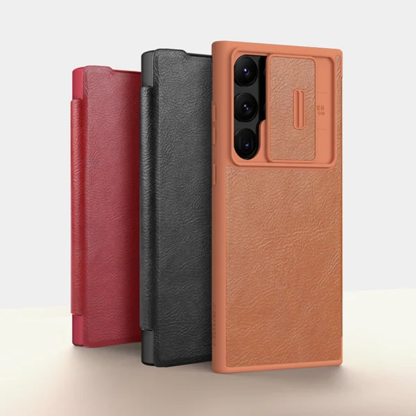 Nillkin Qin Leather Pro Case for Samsung Galaxy S23 Ultra Cover with Flip Camera Cover Blackeng