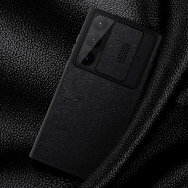 Nillkin Qin Leather Pro Case for Samsung Galaxy S23 Ultra Cover with Flip Camera Cover Blackeng