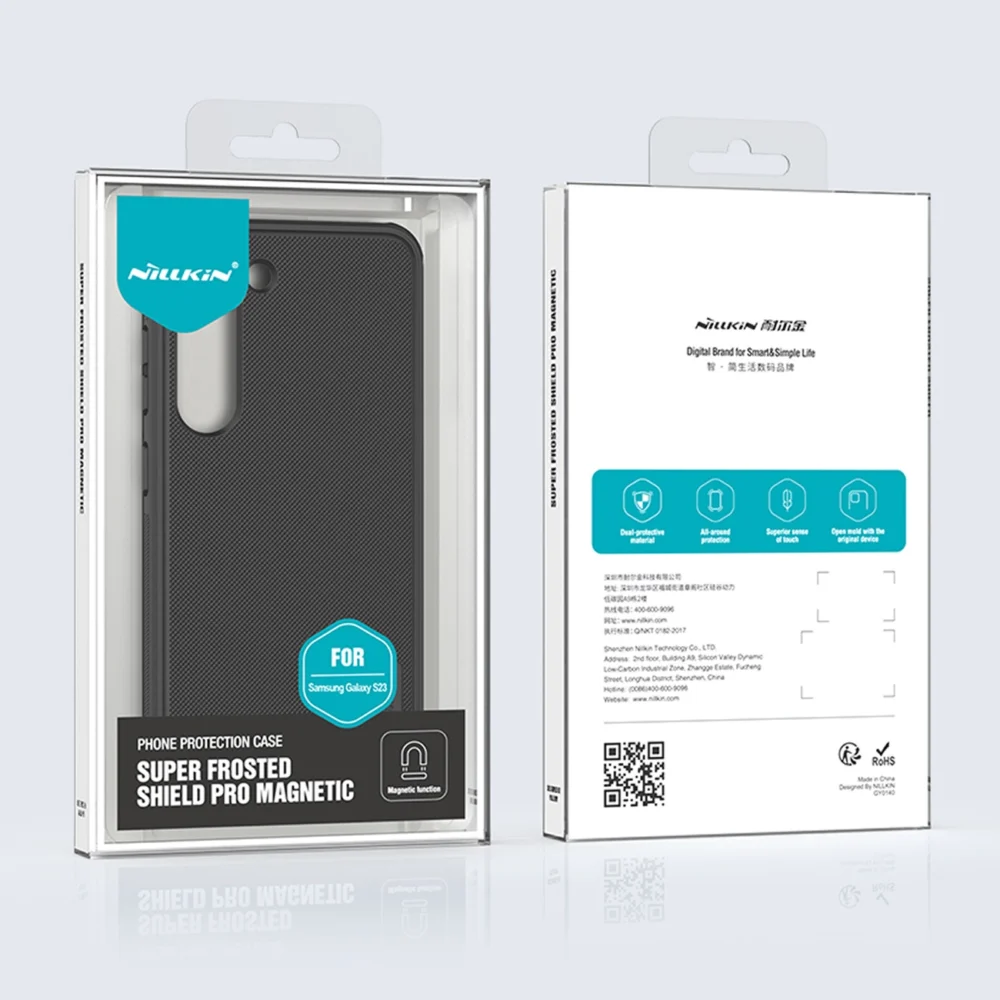 Nillkin Super Frosted Shield Pro Magnetic Case for Samsung Galaxy S23+ with MagSafe armored cover blackeng