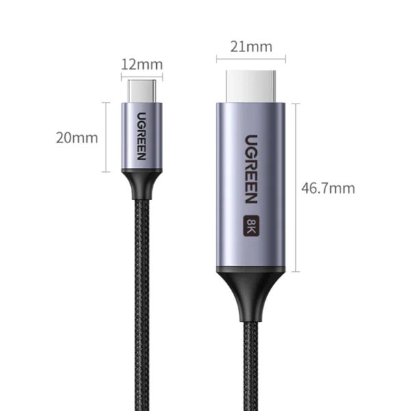 USB C - HDMI 2.1 8K 60Hz Cable 1.5m Ugreen CM565 - Grayeng