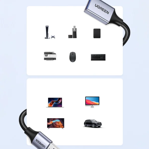 Ugreen extension cord adapter cable USB (male) - USB (female) 3.0 5Gb/s 2m gray (US115)eng