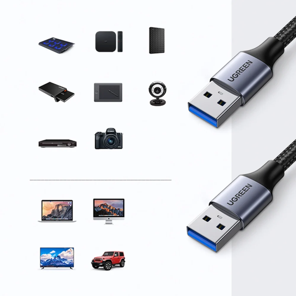 Ugreen cable USB - USB 3.0 5Gb/s 2m gray (US373)eng