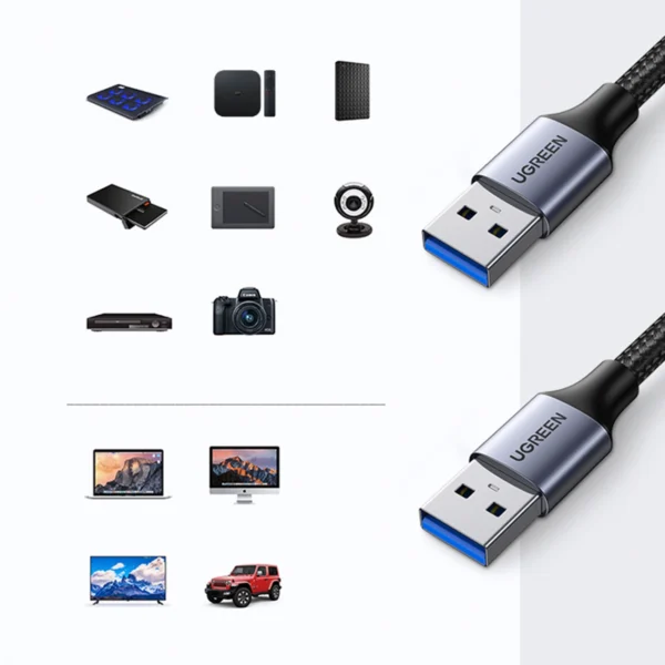 Ugreen cable USB - USB 3.0 5Gb/s 2m gray (US373)eng