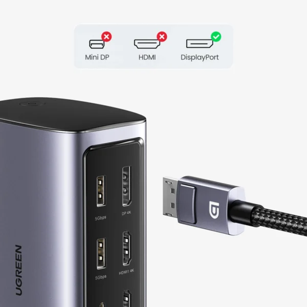 Ugreen Multifunction HUB 12in1 USB C USB HDMI DP RJ45 AUX SD TF gray (CM555)eng