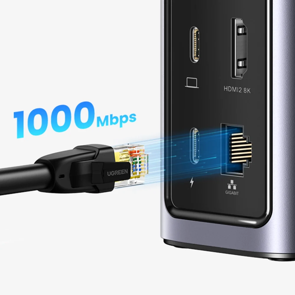 Ugreen Multifunction HUB 12in1 USB C USB HDMI DP RJ45 AUX SD TF gray (CM555)eng