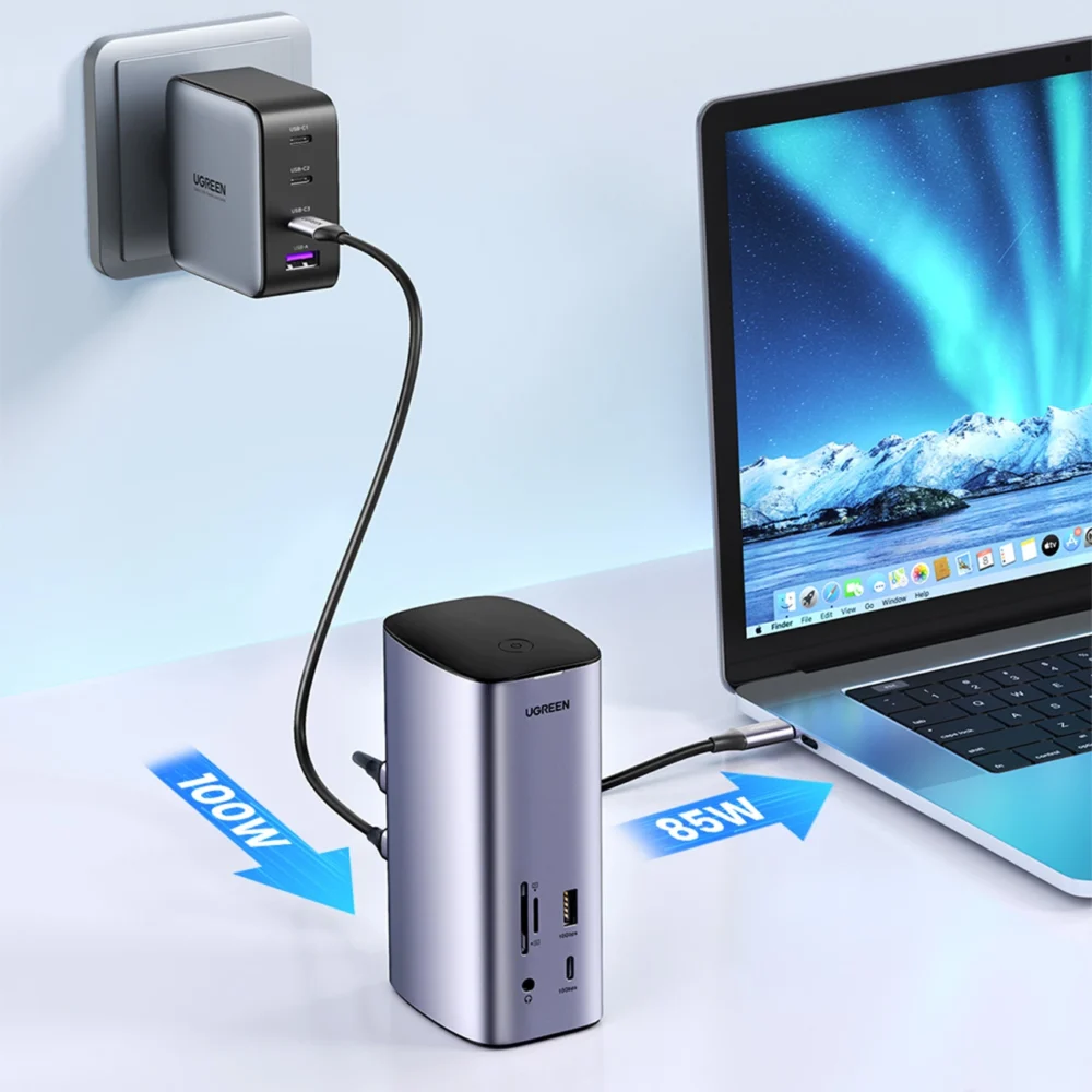 Ugreen Multifunction HUB 12in1 USB C USB HDMI DP RJ45 AUX SD TF gray (CM555)eng