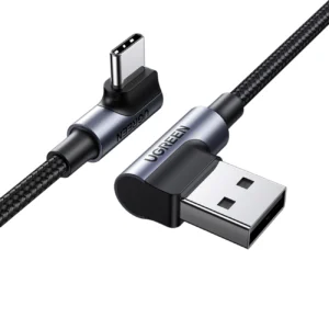 Ugreen 90° angled cable USB C - USB 2.0 480Mbps 3A 3m black (US176)eng