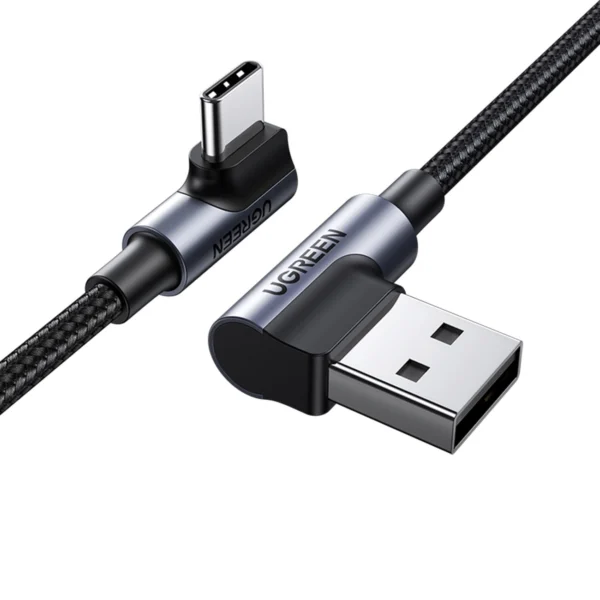 Ugreen 90° angled cable USB C - USB 2.0 480Mbps 3A 3m black (US176)eng