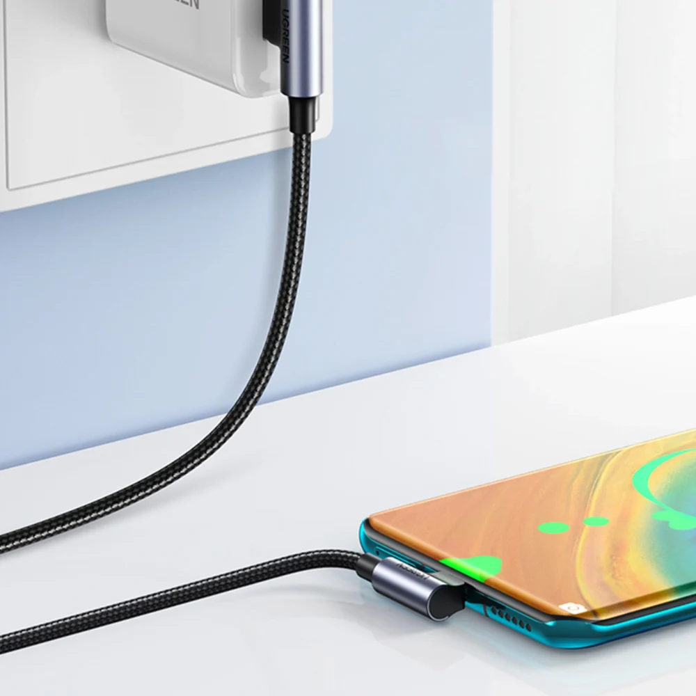 Ugreen 90° angled cable USB C - USB 2.0 480Mbps 3A 3m black (US176)eng